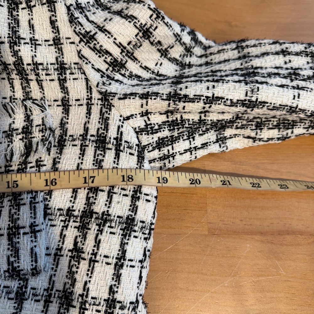 Nanette Lepore Tweed Jacket Quiet Luxury French Girl Chic Sz 6 Windowpane White - Picture 14 of 15